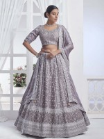 Gray Pure Chiffon Lehenga Choli